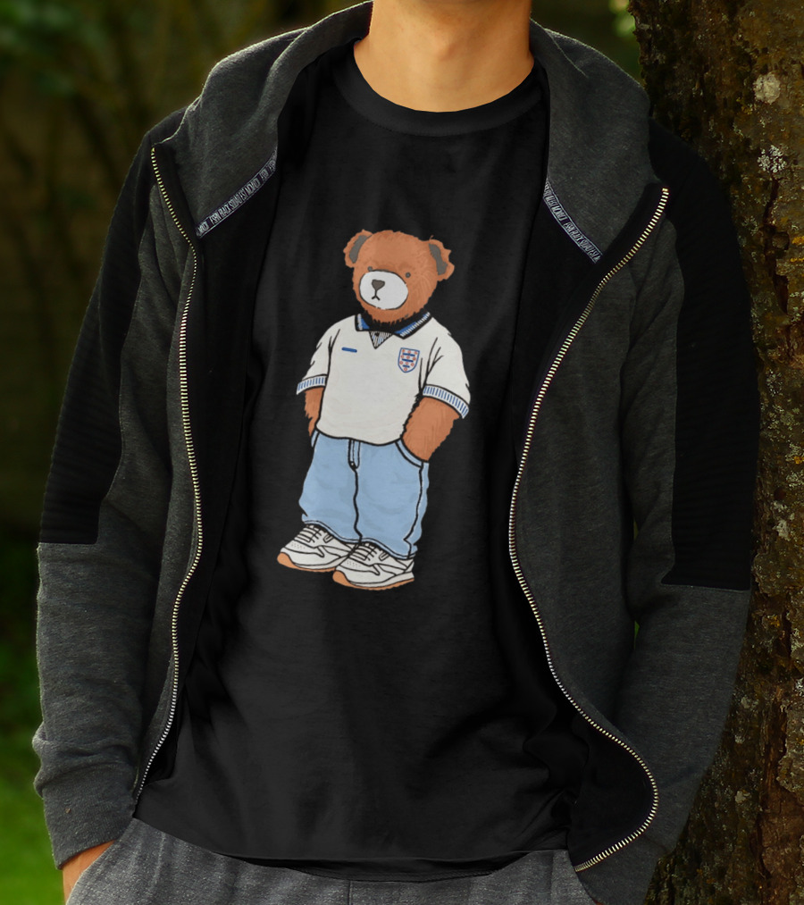Three Lions England '90 Pickles Teddy Bear Retro Soccer Fan T-Shirt
