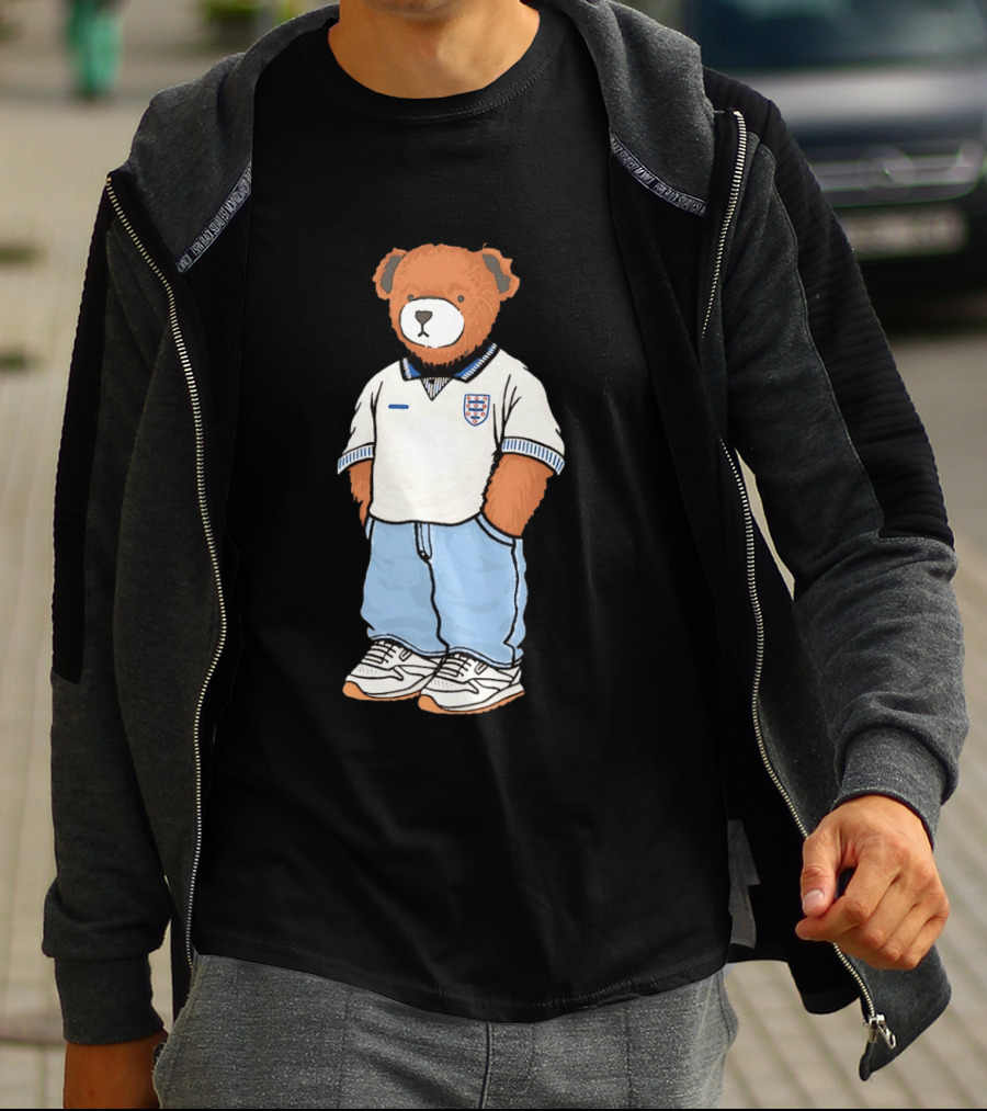 Three Lions England '90 Pickles Teddy Bear Retro Soccer Fan T-Shirt