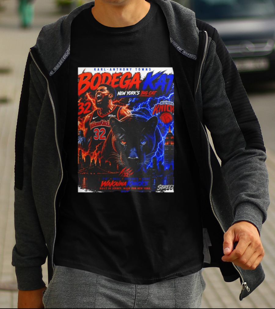 Bodega KAT Karl Anthony Towns Wakaina Knicks 2026 New York's Big Cat 32 T-Shirt