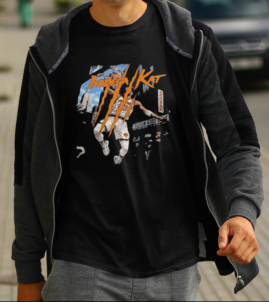 Bodega Kat Basketball Scratch Street Deli Grocer Basketball Player T-Shirt