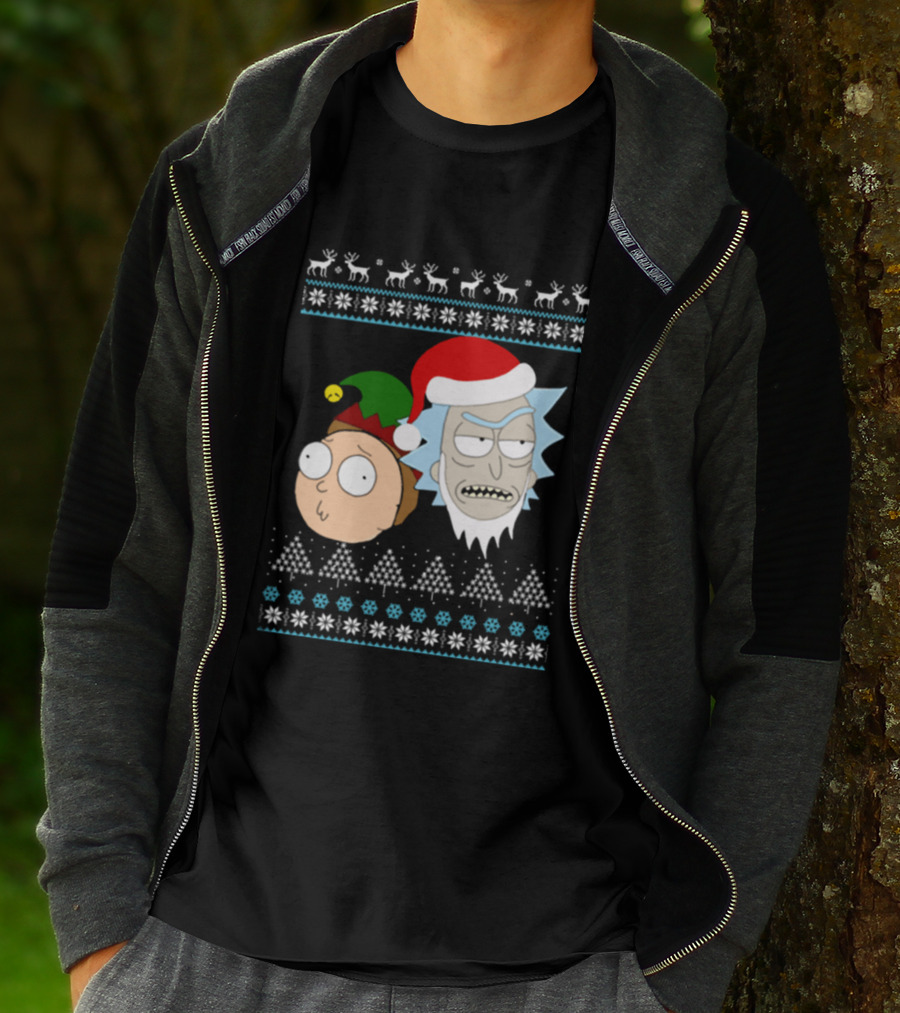 Rick Santa Morty Elf Christmas Sweater T-Shirt