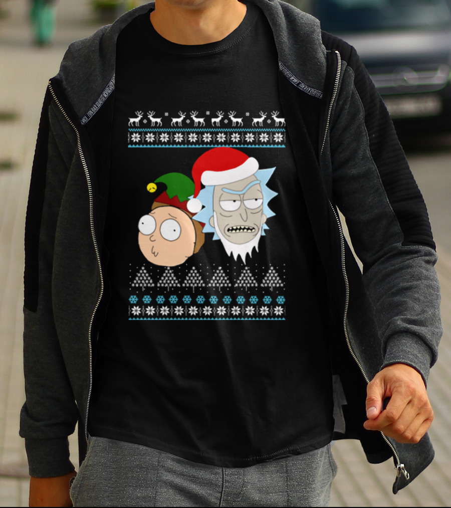 Rick Santa Morty Elf Christmas Sweater T-Shirt