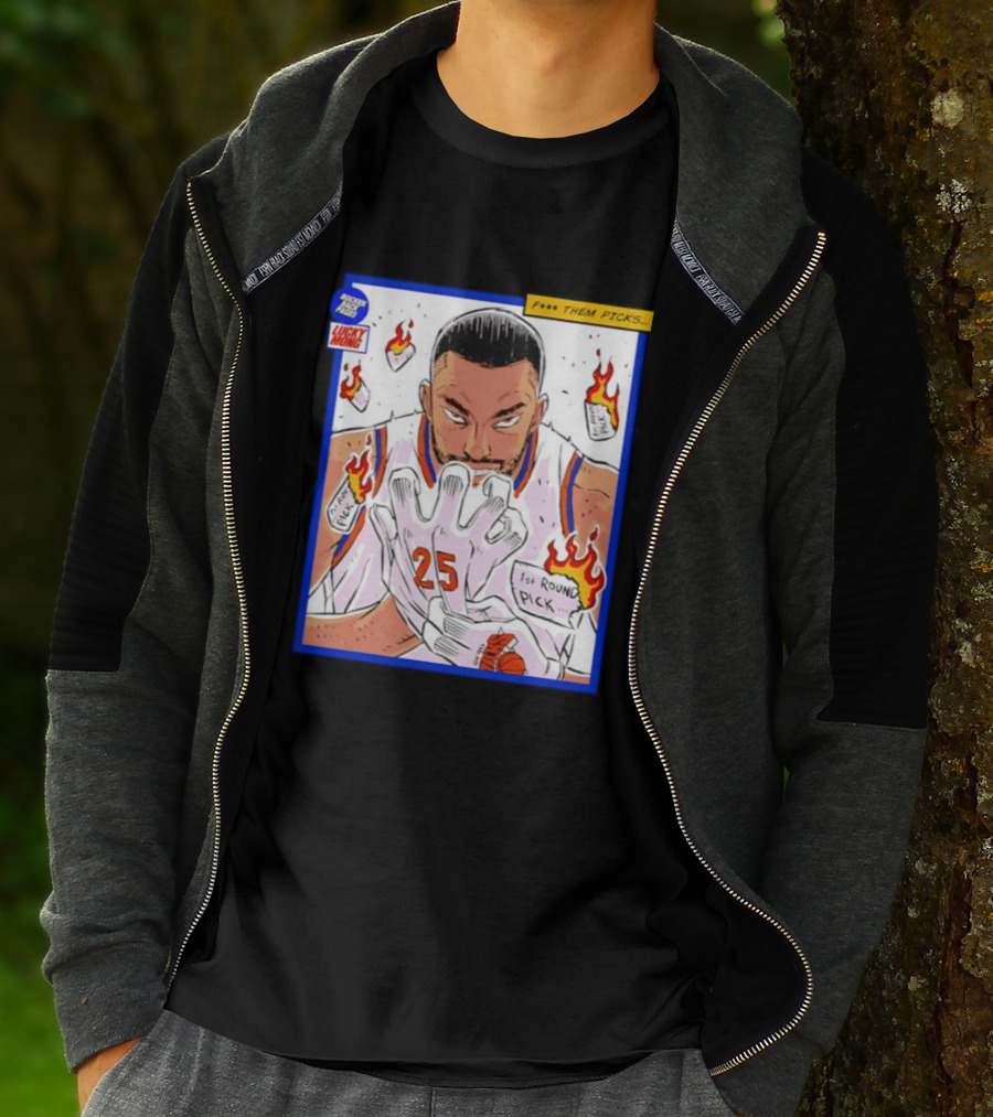 Lucky Mong Knicks Mikal Bridges Comic 25 Flames 1st Round Picks T-Shirt