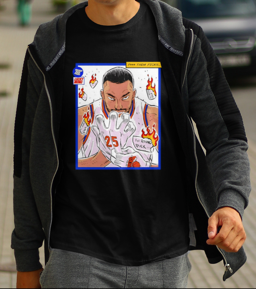 Lucky Mong Knicks Mikal Bridges Comic 25 Flames 1st Round Picks T-Shirt