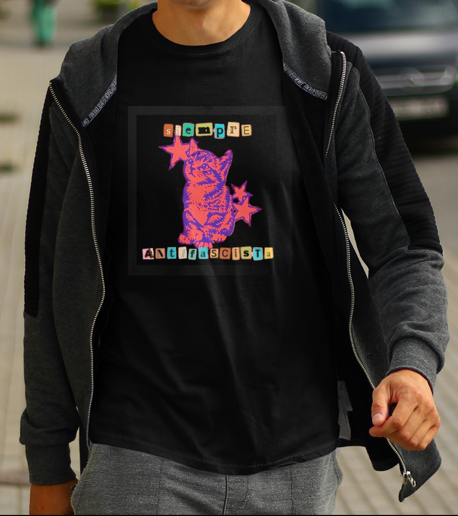 Siempre Antifascista Cat Star Blocks T-Shirt