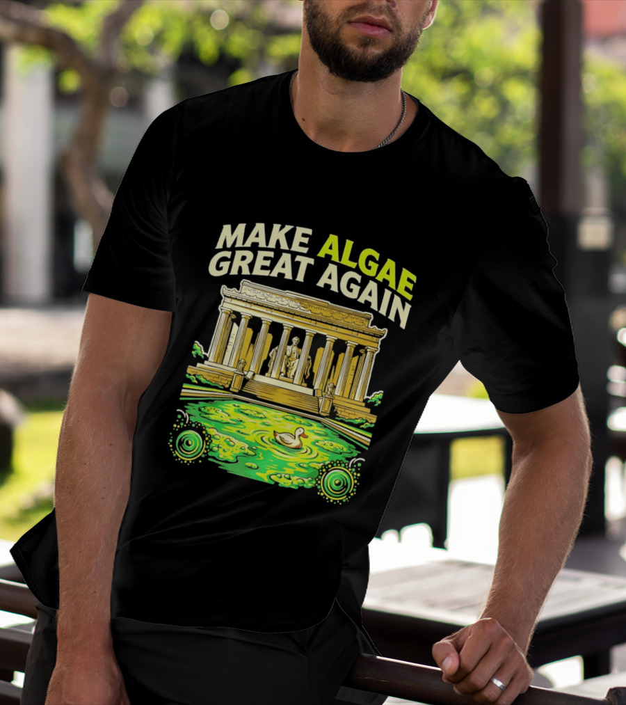 Make Algae Great Again Greek Temple Duck Pond Political Satire T-Shirt