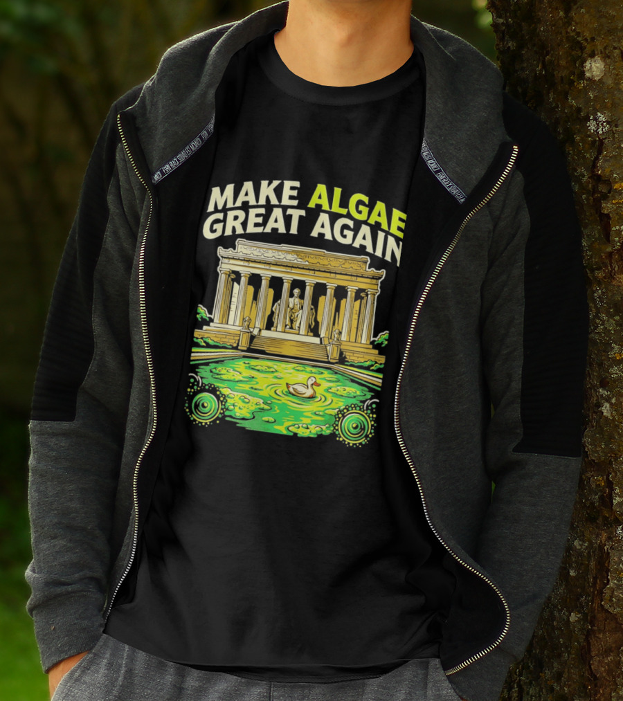 Make Algae Great Again Greek Temple Duck Pond Political Satire T-Shirt