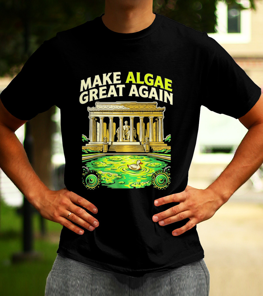Make Algae Great Again Greek Temple Duck Pond Political Satire T-Shirt
