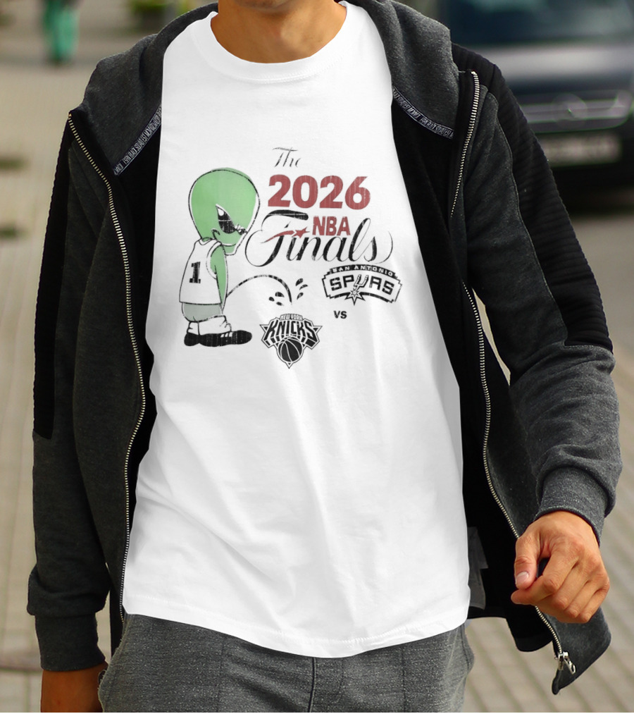 The 2026 NBA Finals Spurs Alien Vs Knicks Basketball T-Shirt