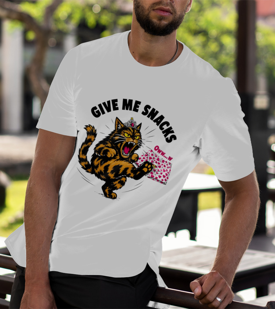 Cat Crown Give Me Snacks Owww W Wild Feline Fun T-Shirt