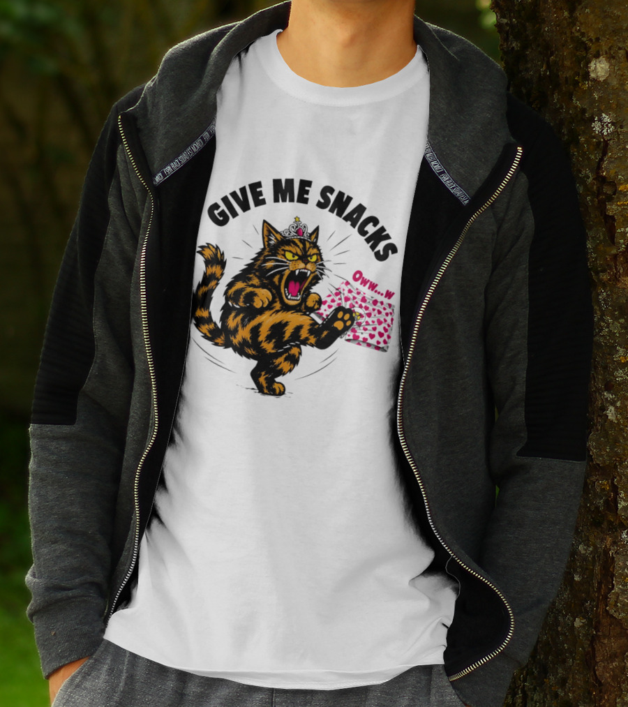 Cat Crown Give Me Snacks Owww W Wild Feline Fun T-Shirt