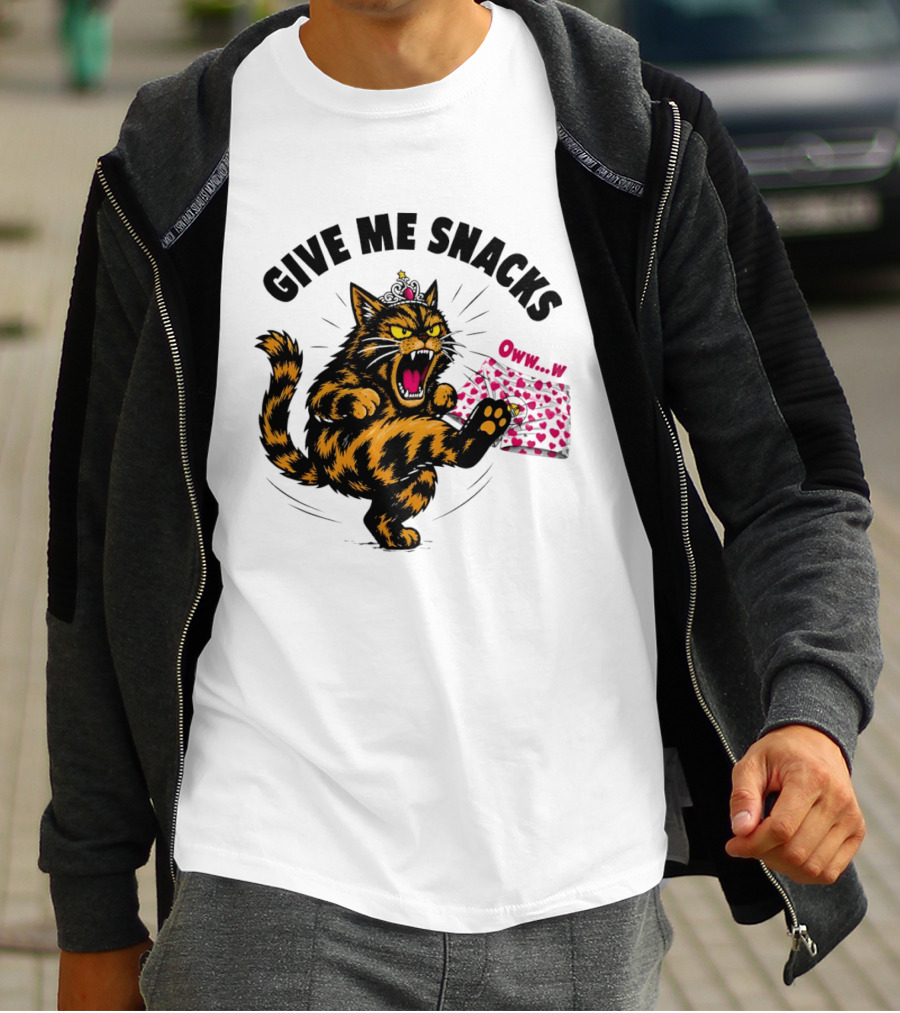 Cat Crown Give Me Snacks Owww W Wild Feline Fun T-Shirt