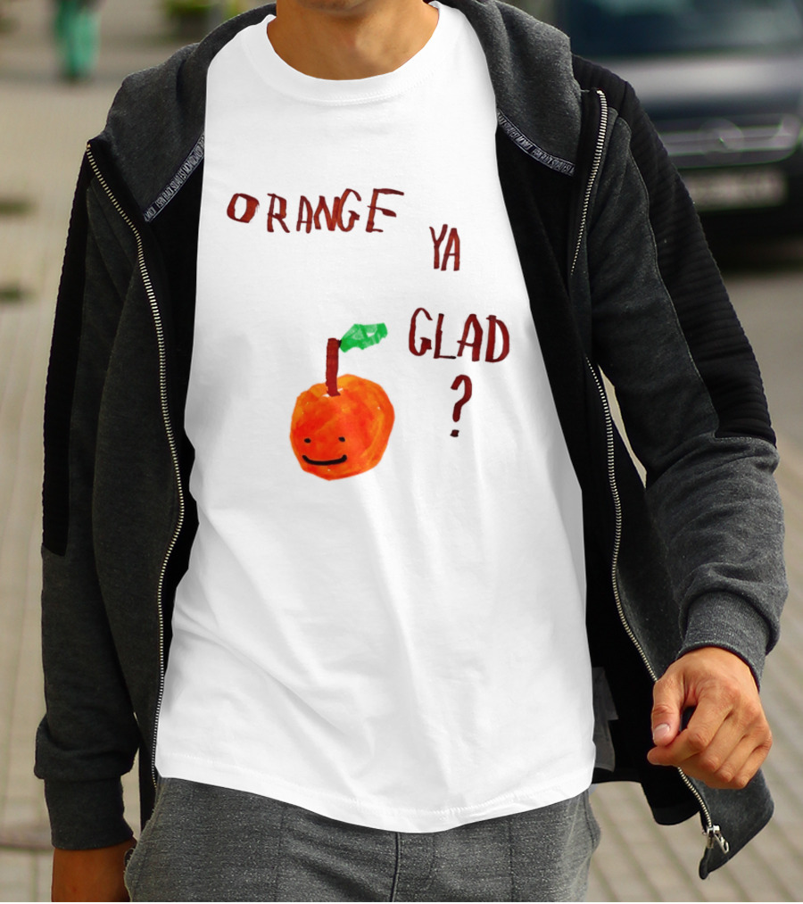 Orange Ya Glad Fruit Pun Food Punny Paint Playful Orange T-Shirt