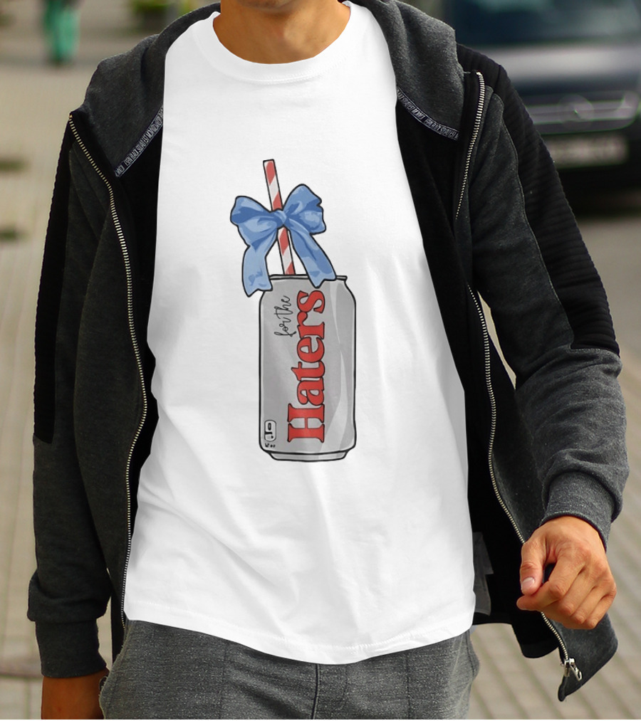 For The Haters Diet Coke Can With Blue Ribbon Bow And Straw T-Shirt