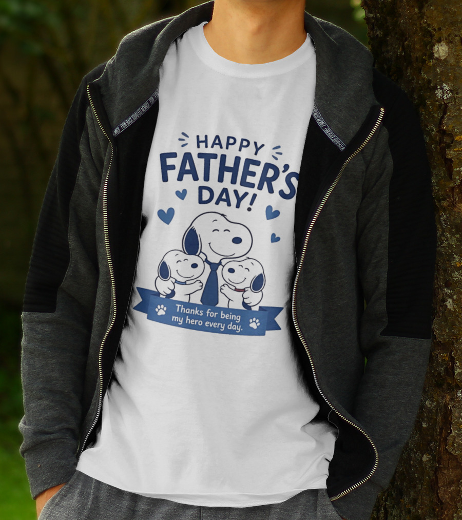 Snoopy Peanuts Happy Father's Day Thanks For Being My Hero Every Day T-Shirt
