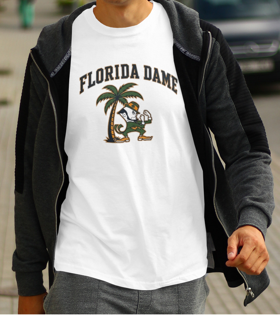Florida Dame Notre Dame Fighting Irish Palm Tree Leprechaun T-Shirt