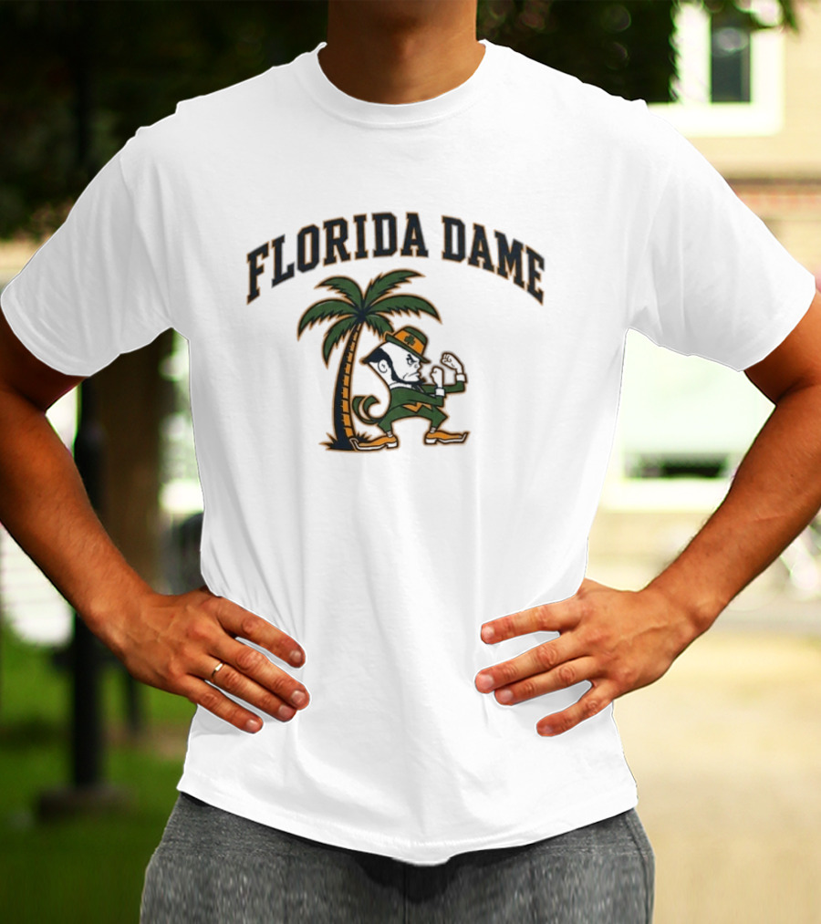 Florida Dame Notre Dame Fighting Irish Palm Tree Leprechaun T-Shirt