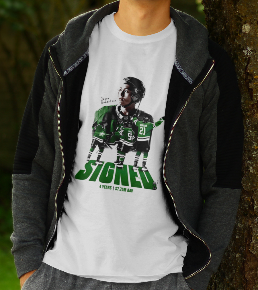 Jason Robertson Signed Dallas Stars 4 Years $7.75M AAV Contract T-Shirt