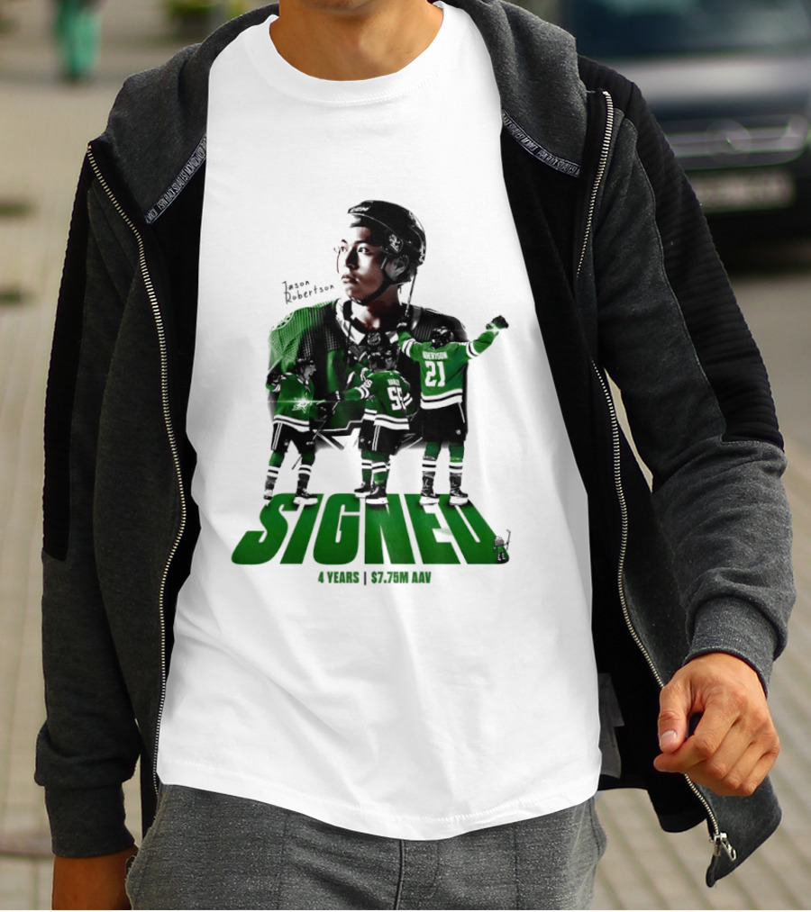 Jason Robertson Signed Dallas Stars 4 Years $7.75M AAV Contract T-Shirt