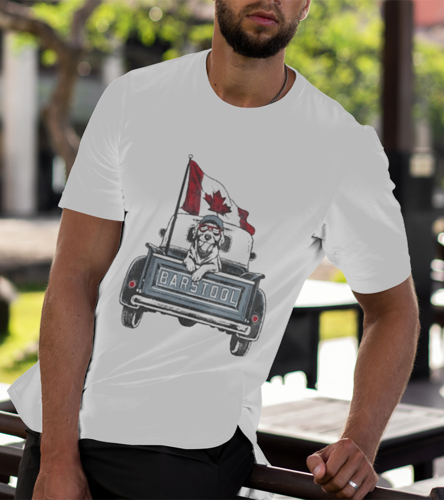 Barstool Truck Life Canadian Flag Dog T-Shirt