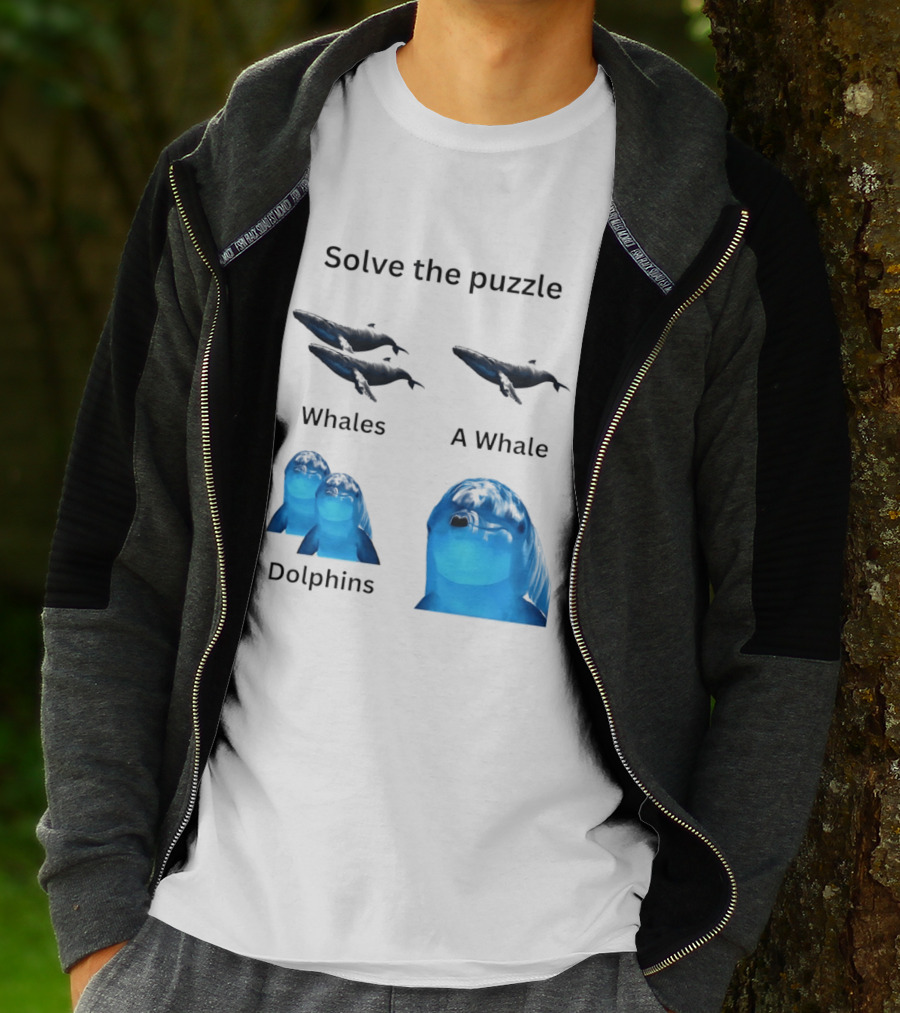 Solve The Puzzle Whales A Whale Dolphins Wordplay T-Shirt