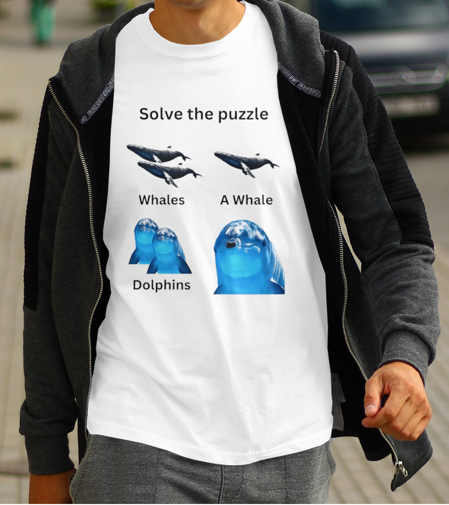 Solve The Puzzle Whales A Whale Dolphins Wordplay T-Shirt