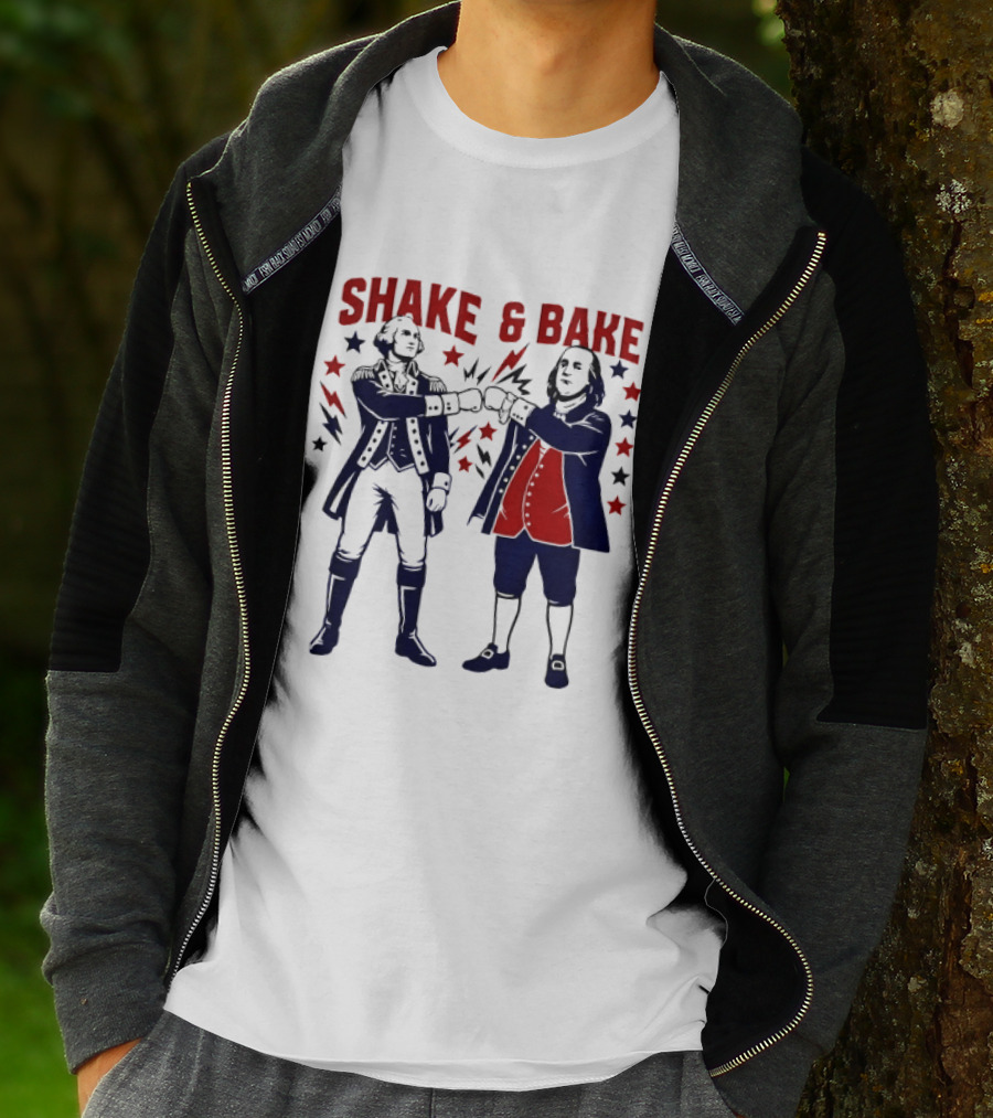 George Washington Benjamin Franklin Shake And Bake Patriotic Founding Fathers 4th Of July T-Shirt