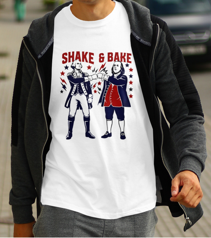 George Washington Benjamin Franklin Shake And Bake Patriotic Founding Fathers 4th Of July T-Shirt
