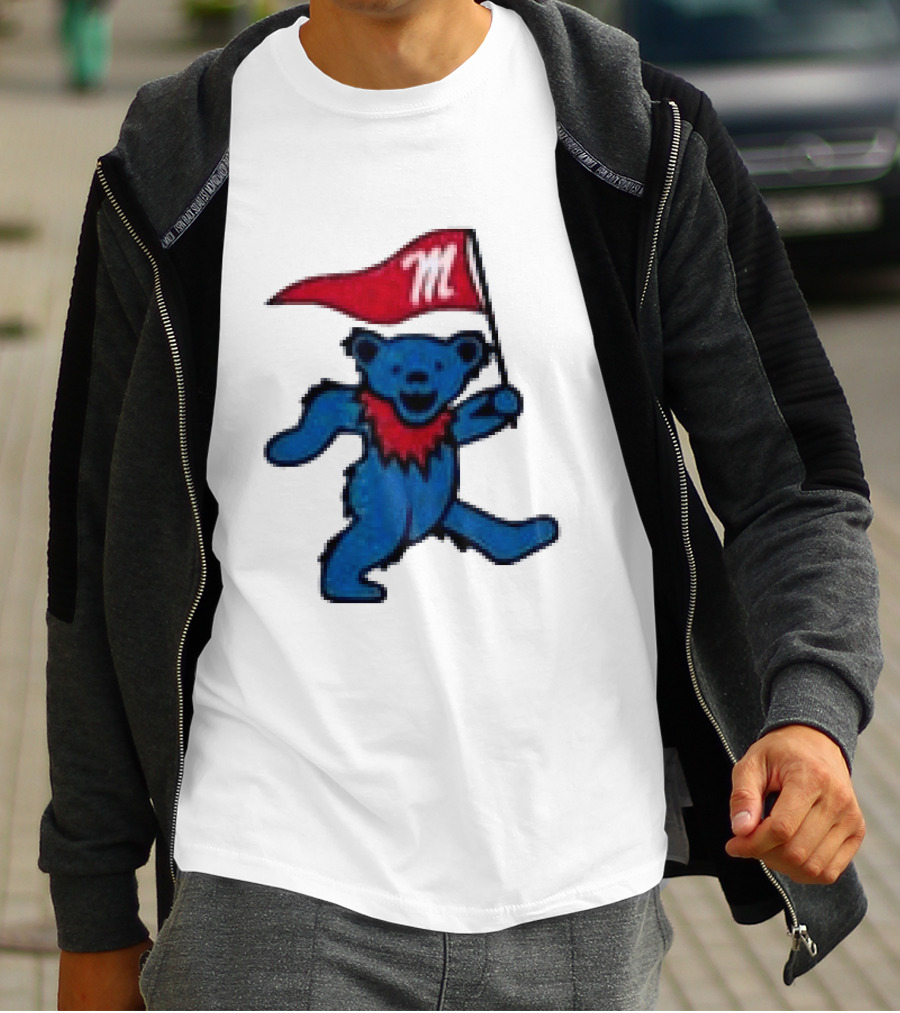 Grateful Dead Ole Miss Rebels Bears M Flag T-Shirt