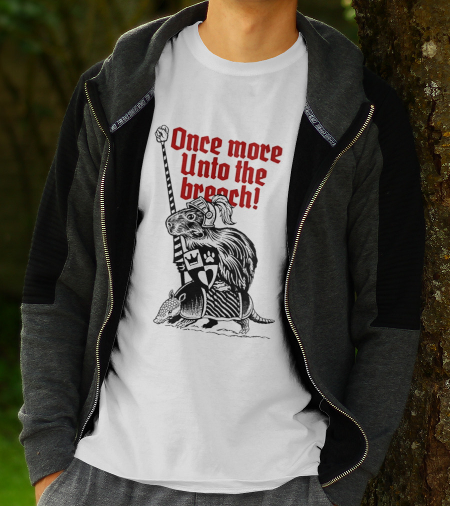 Sir Capy Once More Unto The Breach Knight Capybara With Sword T-Shirt