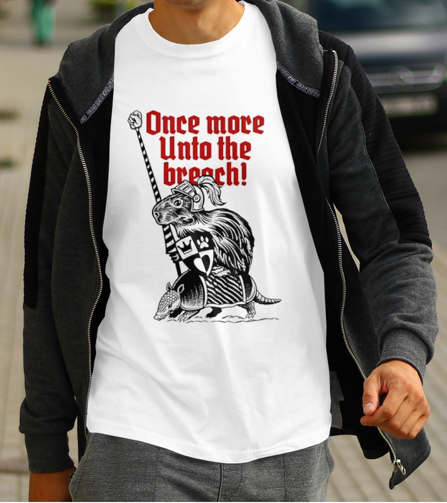 Sir Capy Once More Unto The Breach Knight Capybara With Sword T-Shirt