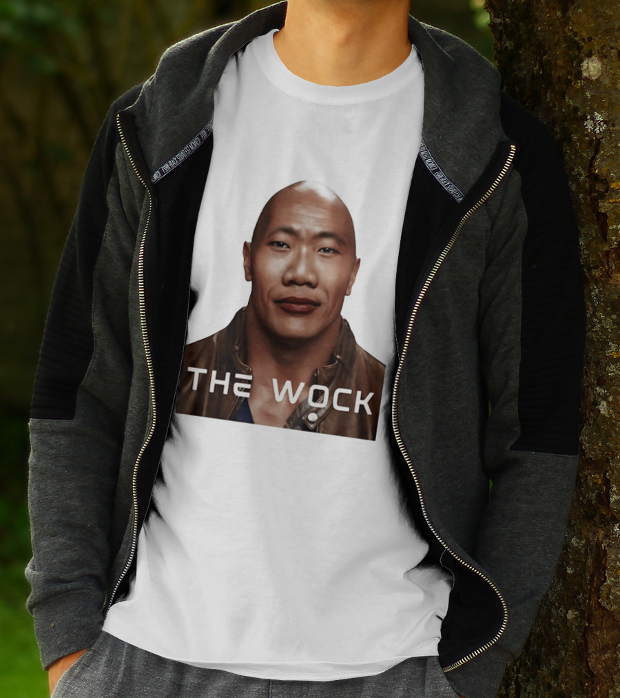 The Wock Parody Face Mashup The Rock And Wok T-Shirt