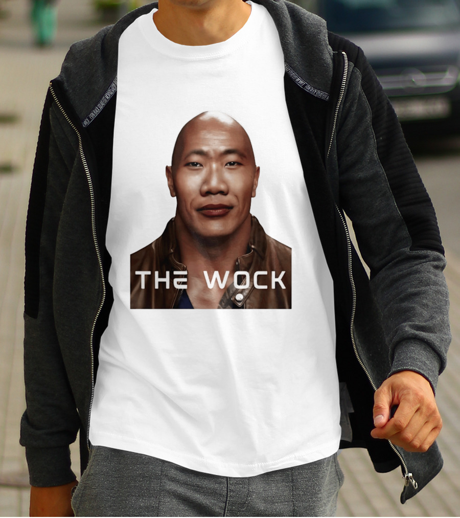 The Wock Parody Face Mashup The Rock And Wok T-Shirt