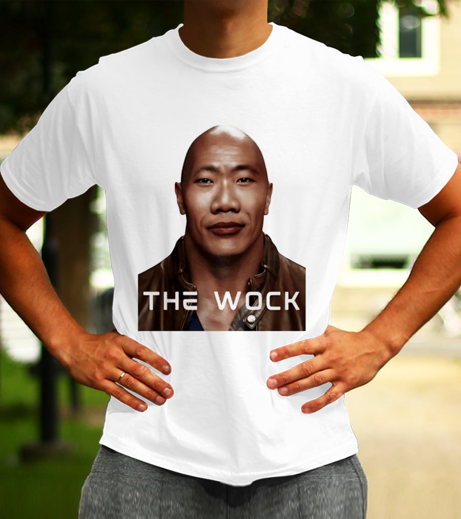 The Wock Parody Face Mashup The Rock And Wok T-Shirt