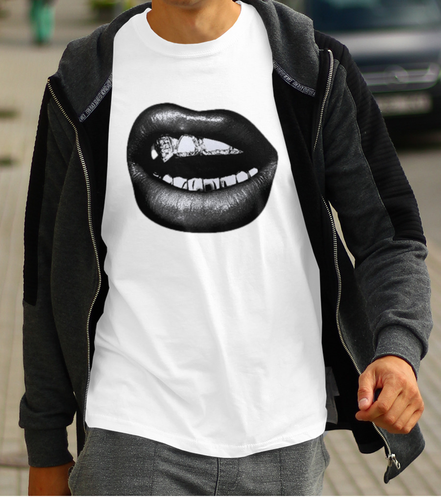 Dallas Cowboys Cheerleaders Black & White Lips Kevin Ozowski T-Shirt