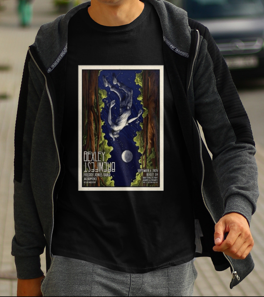 Bexley BrewFest 2026 Freddy Jones Band Bexley OH September 6 Benefiting Alzheimer's T-Shirt
