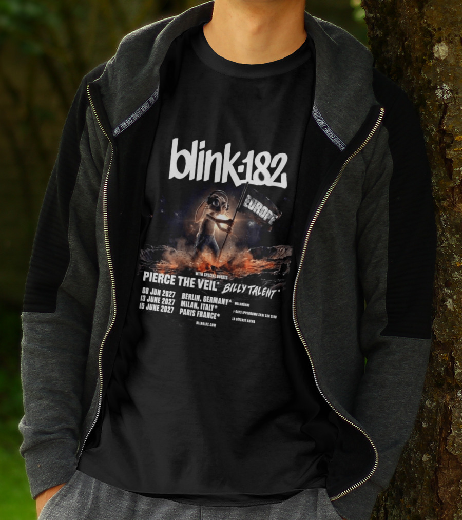 Blink 182 Europe Tour 2027 Dates Germany Italy France With Pierce The Veil Billy Talent T-Shirt