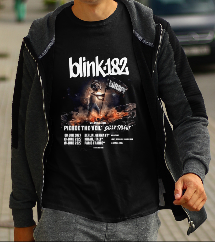 Blink 182 Europe Tour 2027 Dates Germany Italy France With Pierce The Veil Billy Talent T-Shirt