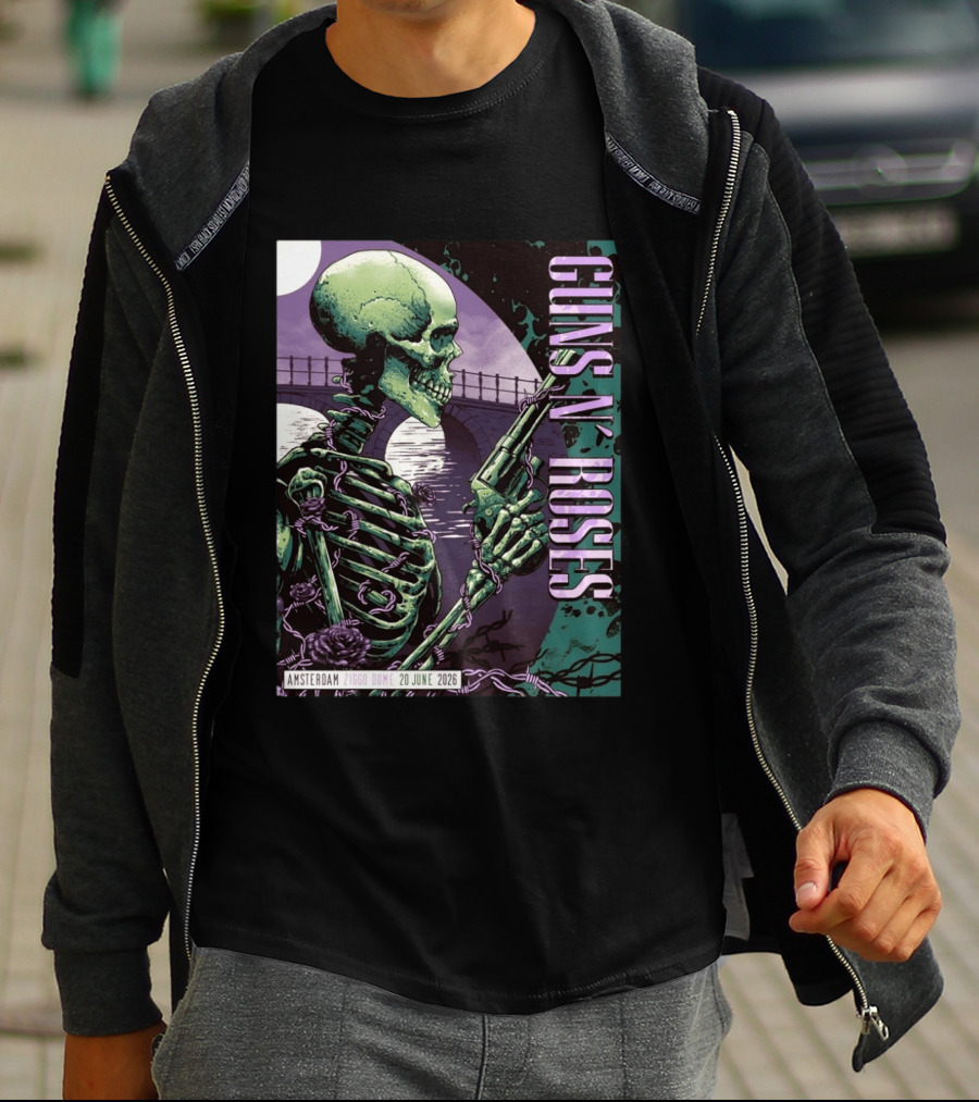 Guns N Roses Amsterdam Ziggo Dome 20 June 2026 Skeleton Bridge T-Shirt