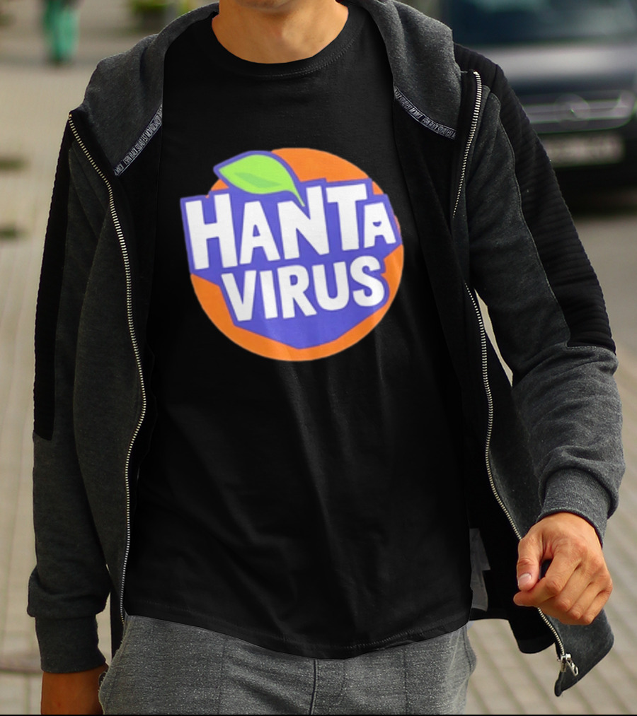 Hanta Virus Fanta Orange Circle With Green Leaf T-Shirt
