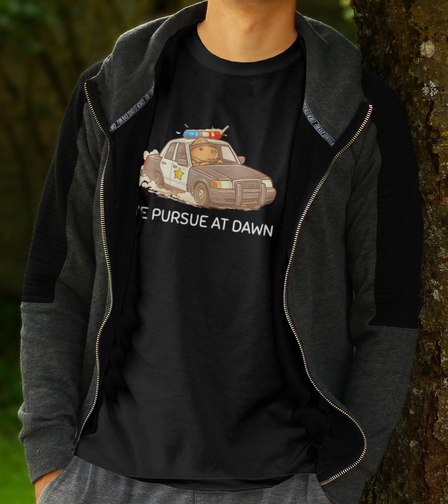 Capybara Police Car We Pursue At Dawn T-Shirt