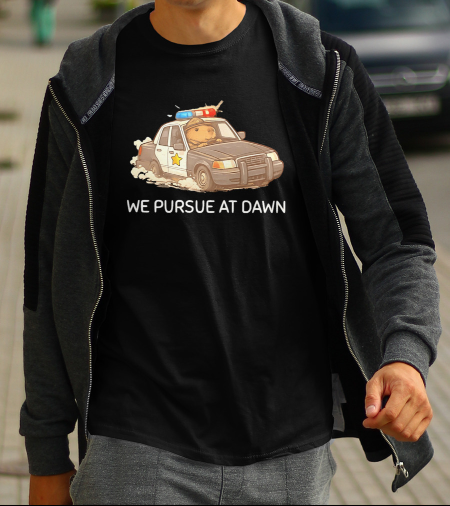 Capybara Police Car We Pursue At Dawn T-Shirt