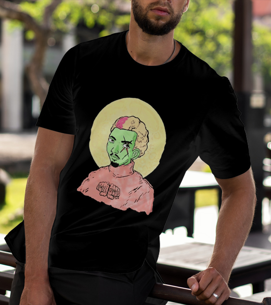 Chris Brown One Of Them Ones Tour 2026 Green Face Pink Hair Halo T-Shirt