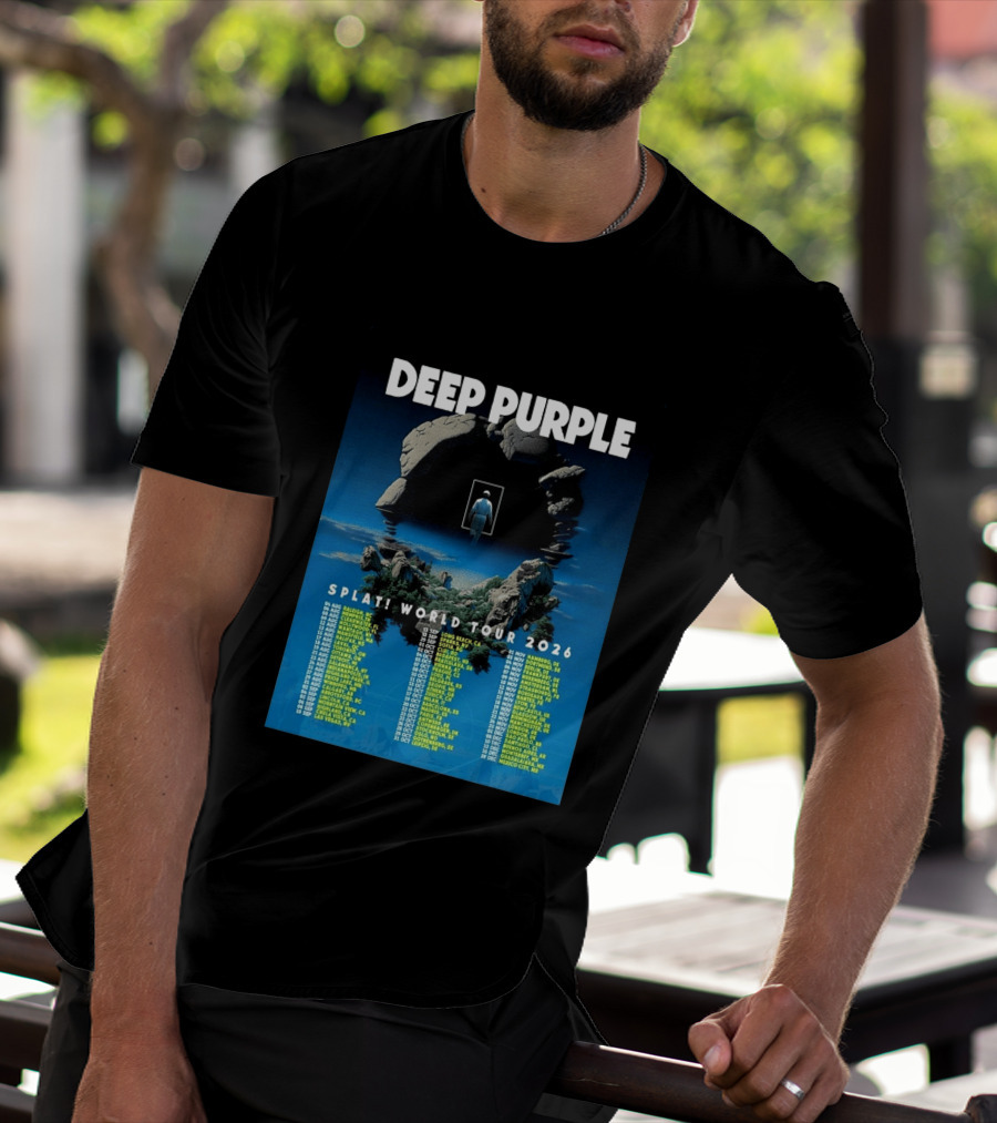 Deep Purple Splat World Tour 2026 Schedule And Dates Raleigh To Mexico City T-Shirt