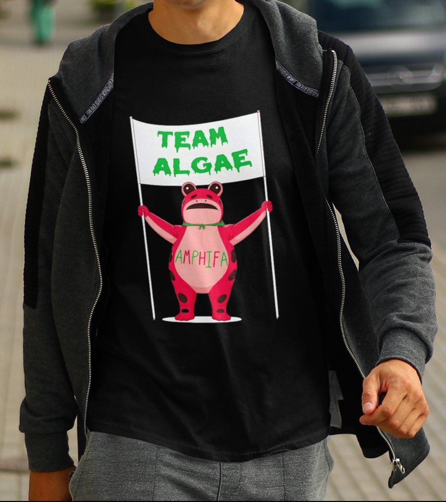 Team Algae Amphifa Frog Holding Banner T-Shirt