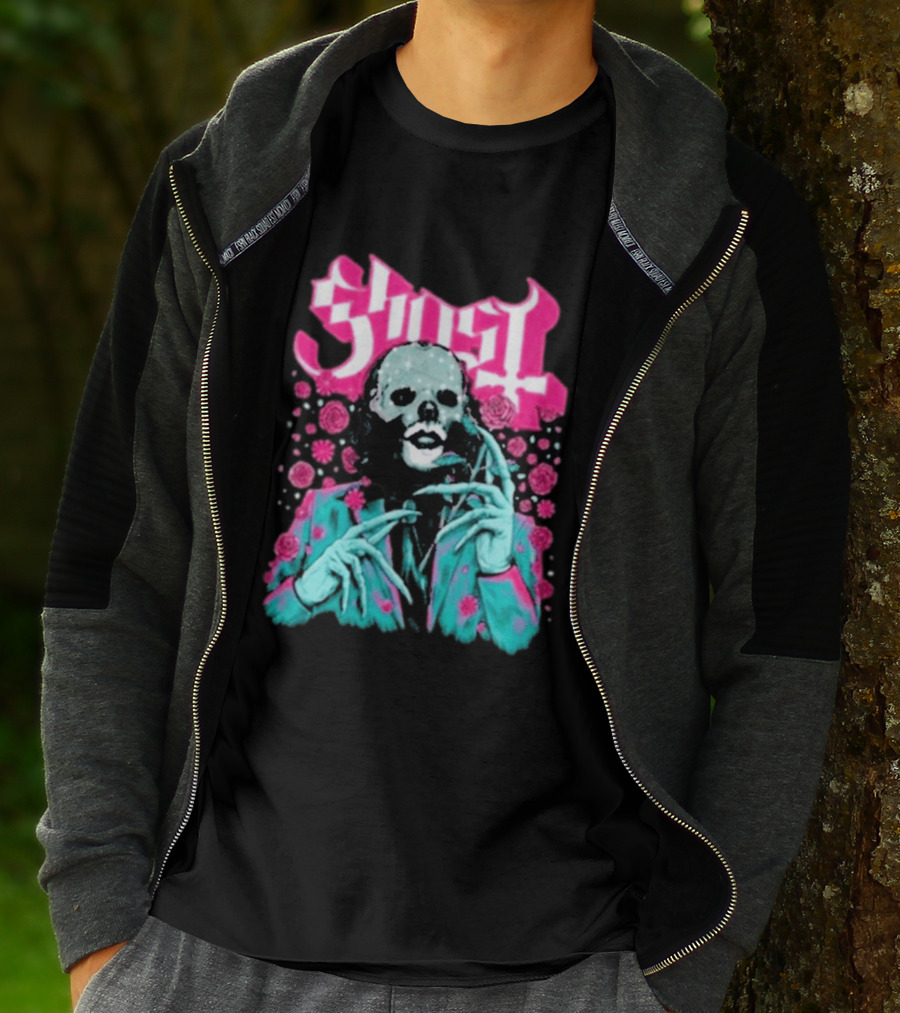 Ghost Band Summer 2026 Exclusive Floral Lachryma Pink Roses Skull T-Shirt