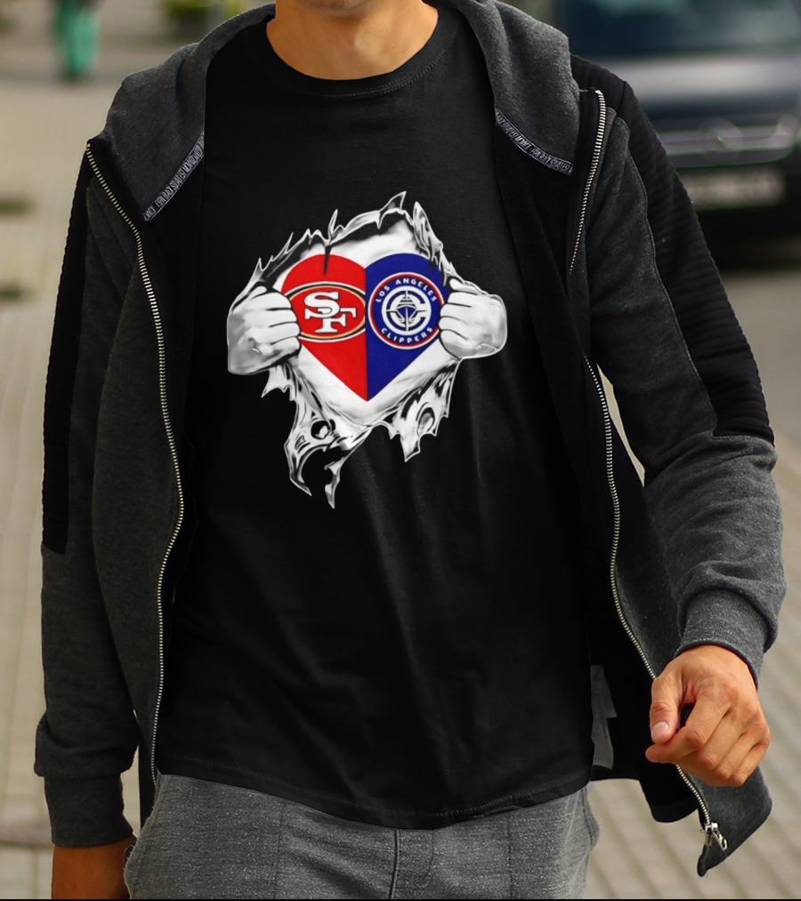 LA Clippers San Francisco 49ers Heart Scratch Dual T-Shirt