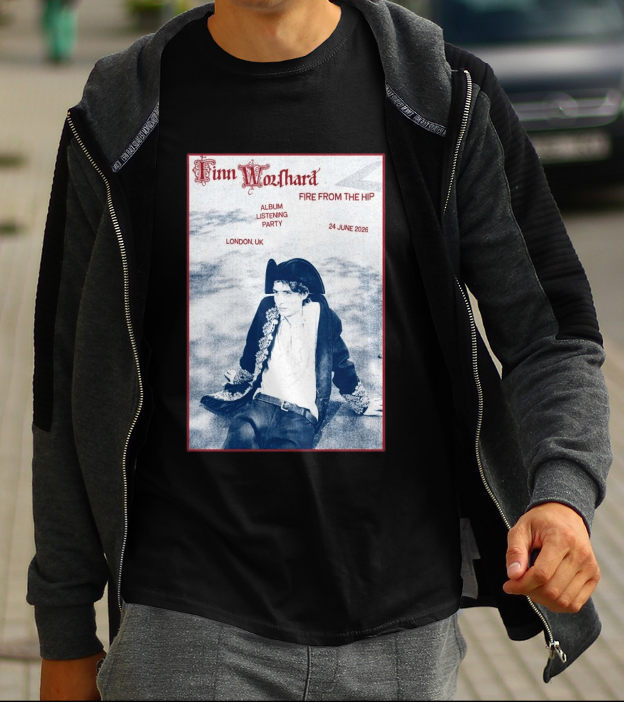 Finn Wolfhard Fire From The Hip Album Listening Party London UK June 24 2026 T-Shirt