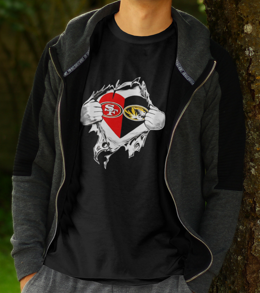 Missouri Tigers San Francisco 49ers Heart Logo Fan Passion T-Shirt
