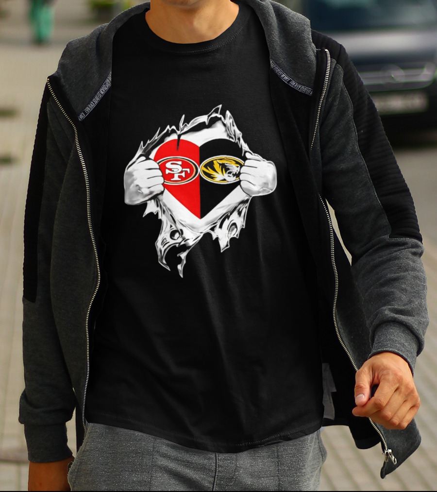 Missouri Tigers San Francisco 49ers Heart Logo Fan Passion T-Shirt